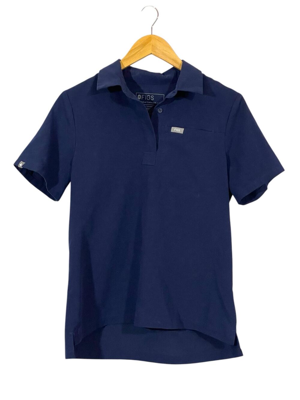 FIGS Nala Short Sleeve Scrub Polo Top - Blue - XS